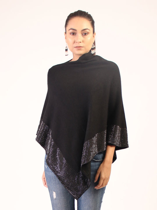 Poncho With Shimmer  Black