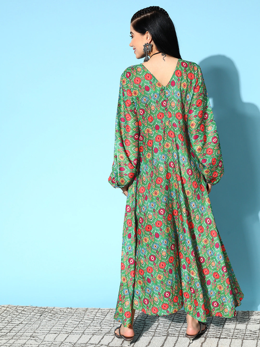 Green Edgy Print Dress