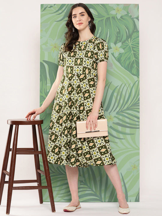 Dark Green Square Dress