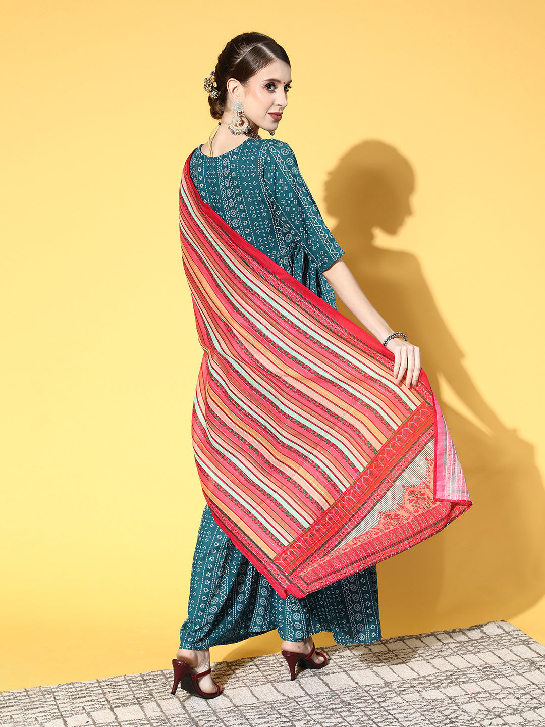 Ocean Bandhani Sharara Set With Dupatta
