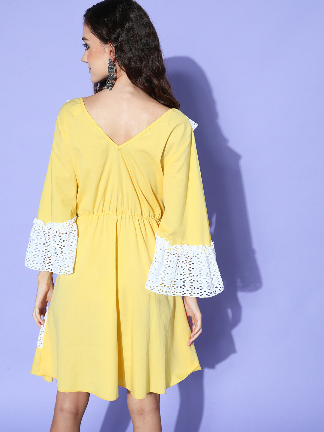 Yellow Lacy Short Dress