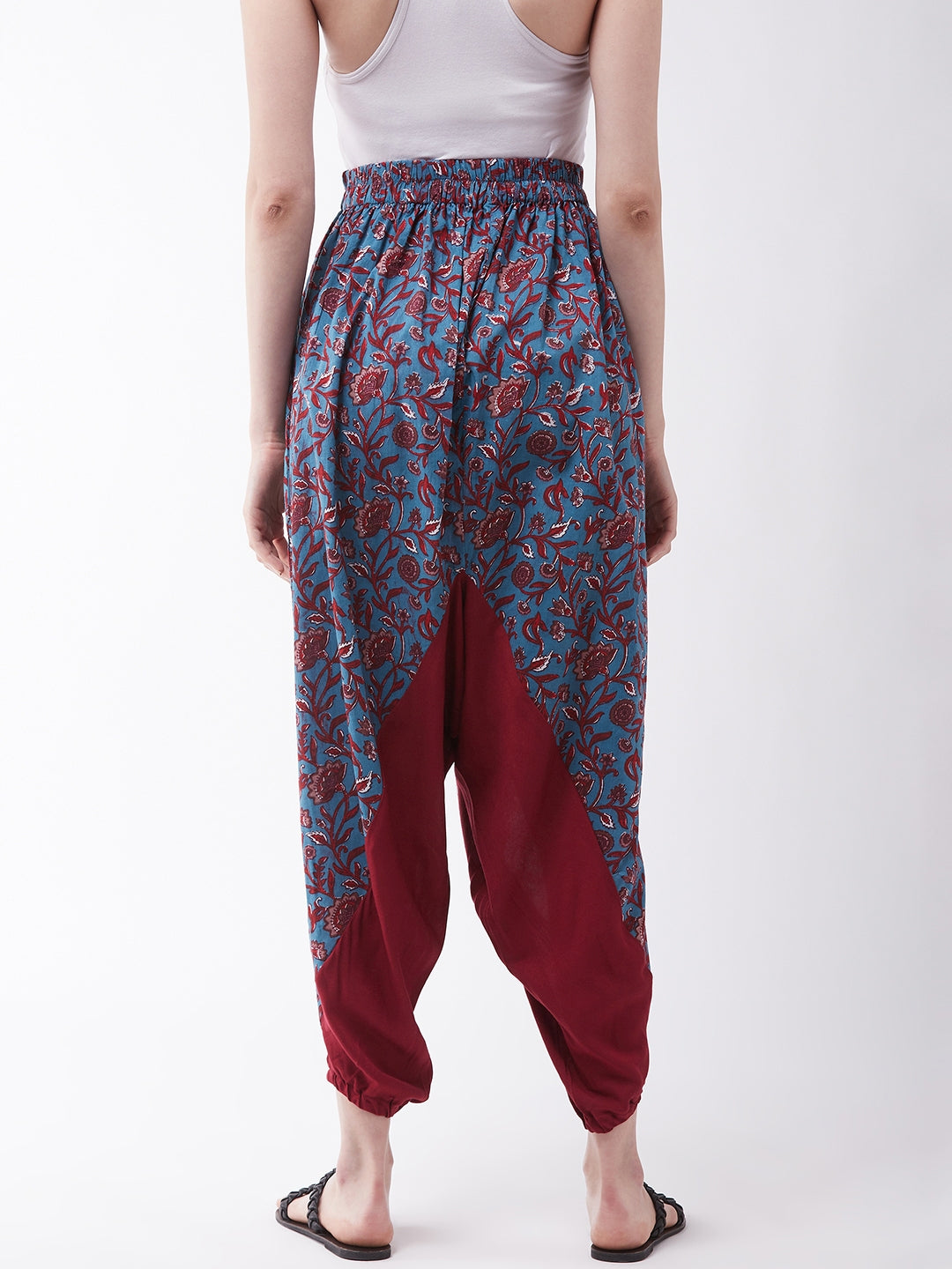 Blue-Maroon Kalamkari Harem Pant