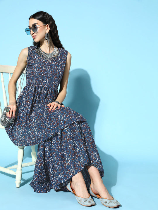Indigo Jaal Sharara Set