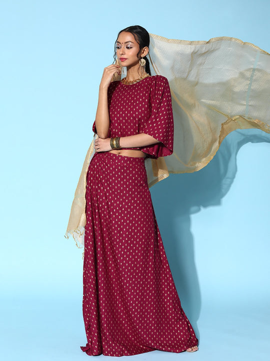 Carmine Pink Dupatta Set
