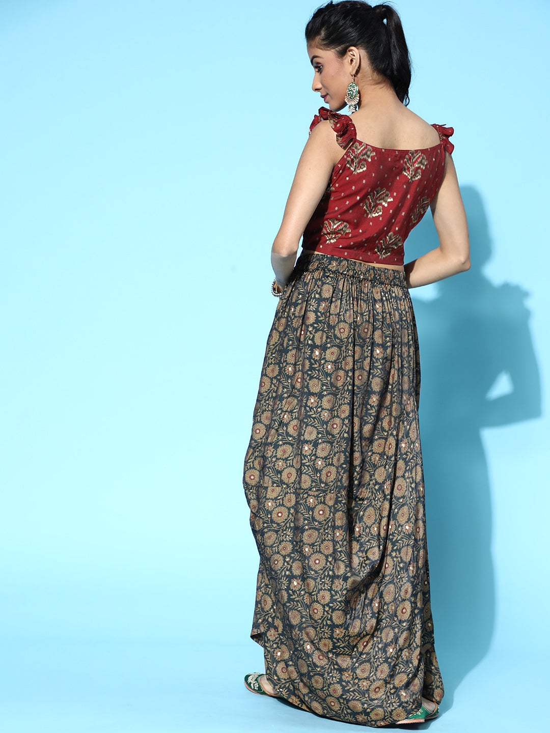 Marine Dhoti Skirt Set - Juhi Bengani - East Boutique