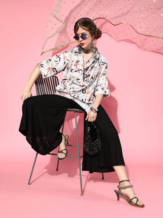 Grey Abstract Cowl Angrakha Set