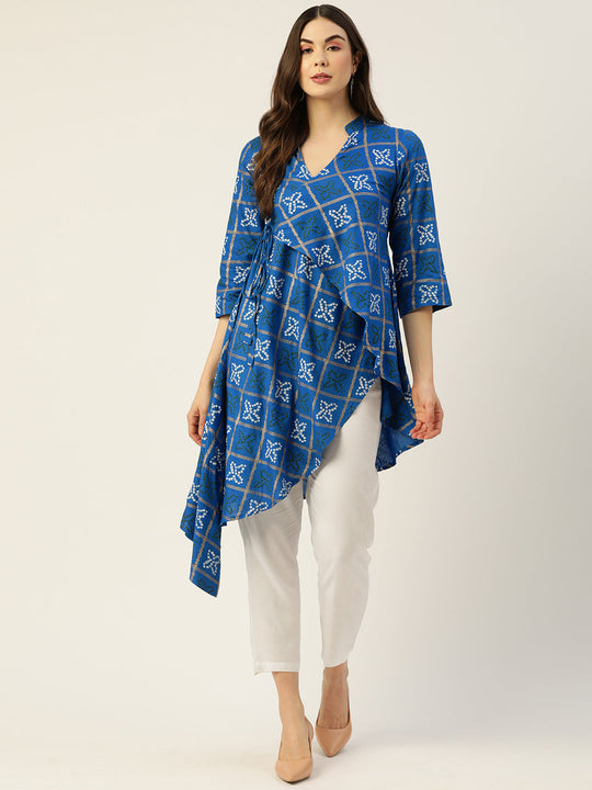 Blue Bandhani Angrakha Pant Set