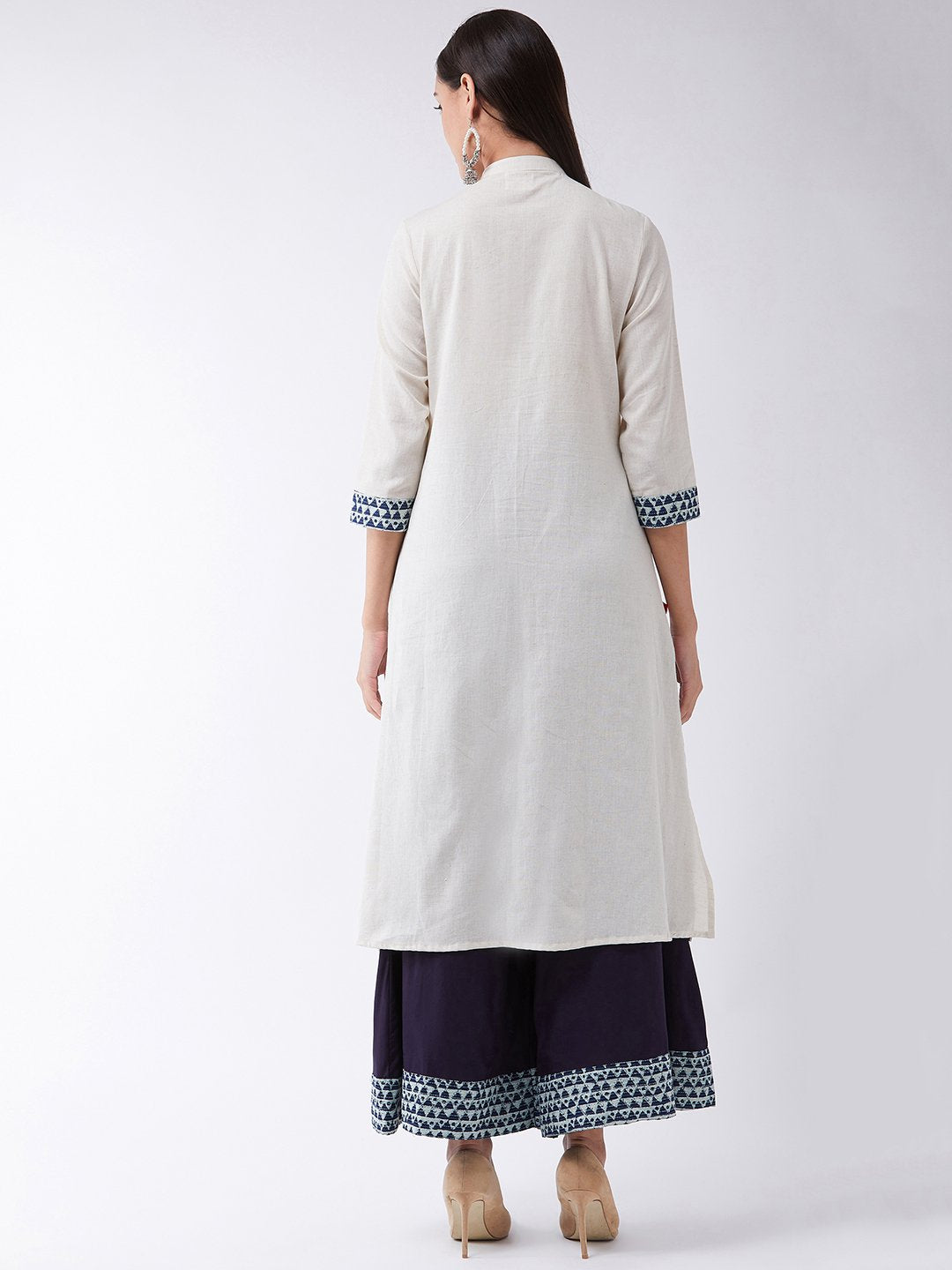 Off White Patch Pocket Kurta Set