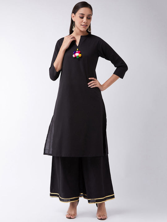 Black Kurta, Mirror Work Set