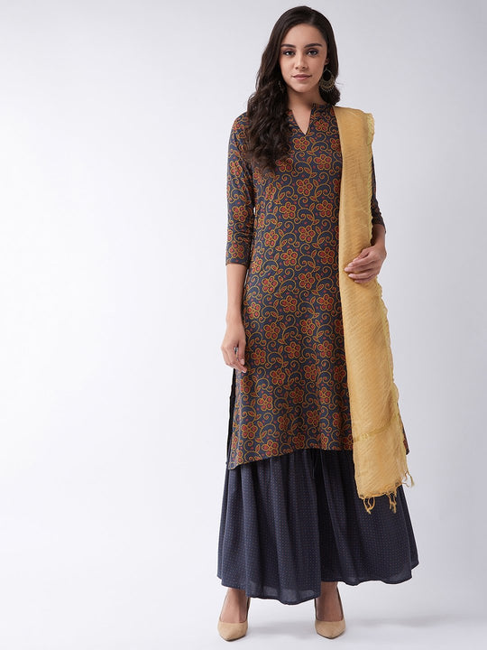 Dark Grey Bandhej Kurta Set