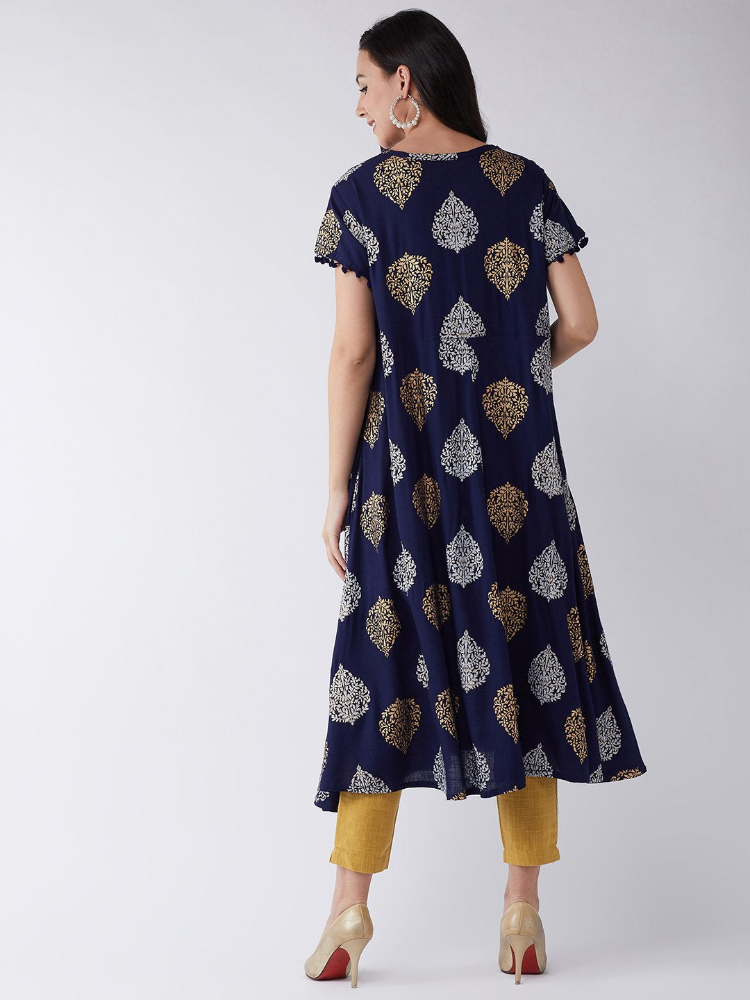 Leaf Gold Silver Print Kurta Set