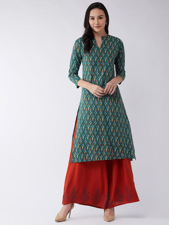 Set in Green Kantha Ikkat