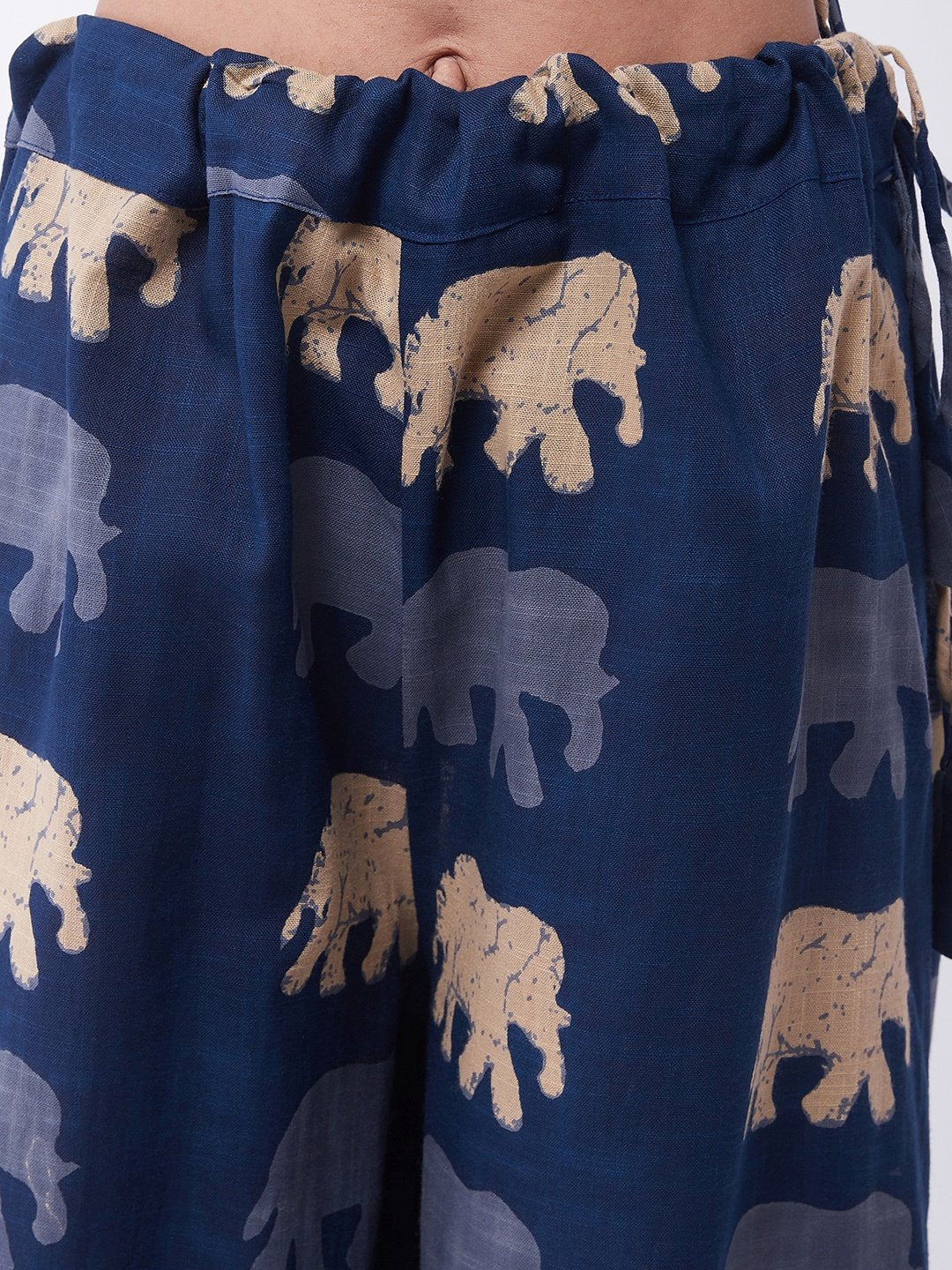 Navy Blue Kantha Work Kurta With Palazzo