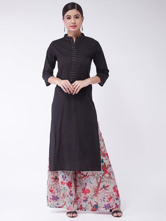Black Sequins Kurta With Palazzo