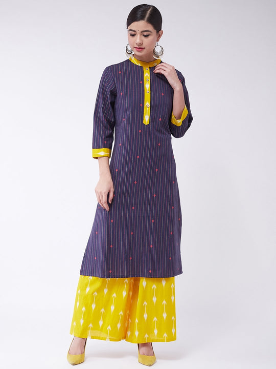 Blue Patti Work Kurta With Palazzo