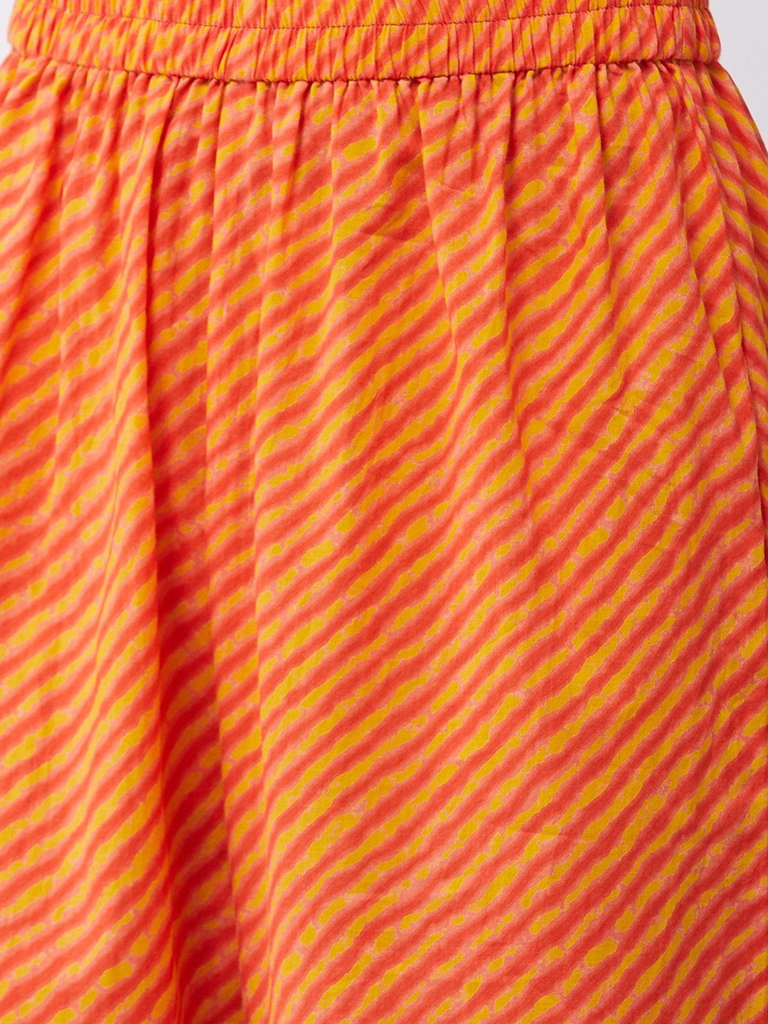Turquoise Orange Halter Kurta Pant Set