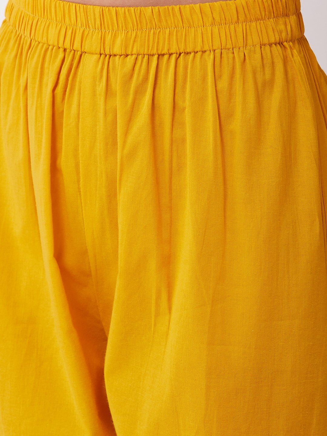 Mustard Mughal Print Slit Kurta Pant Set