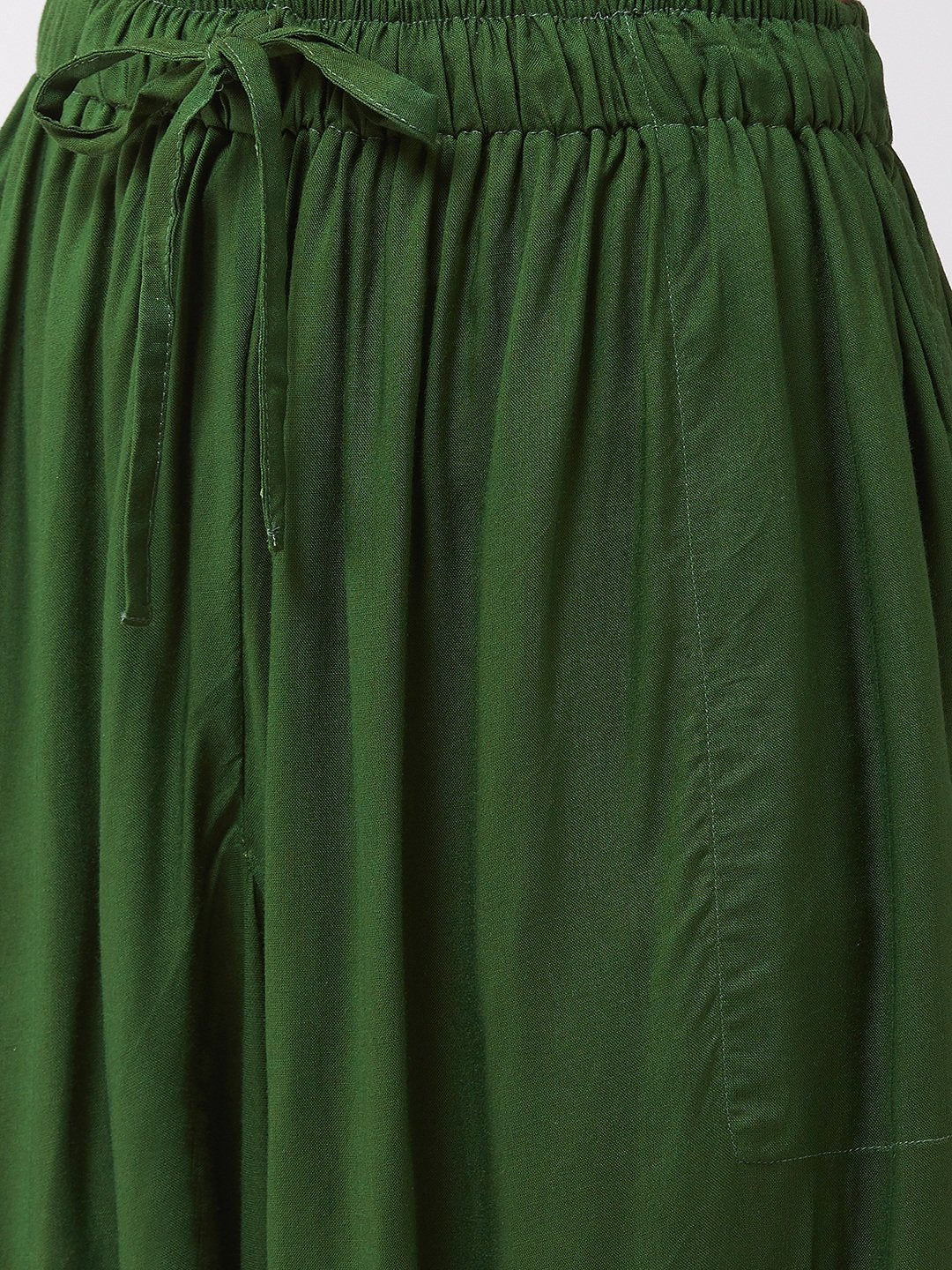 White Kantha Green Harem Set