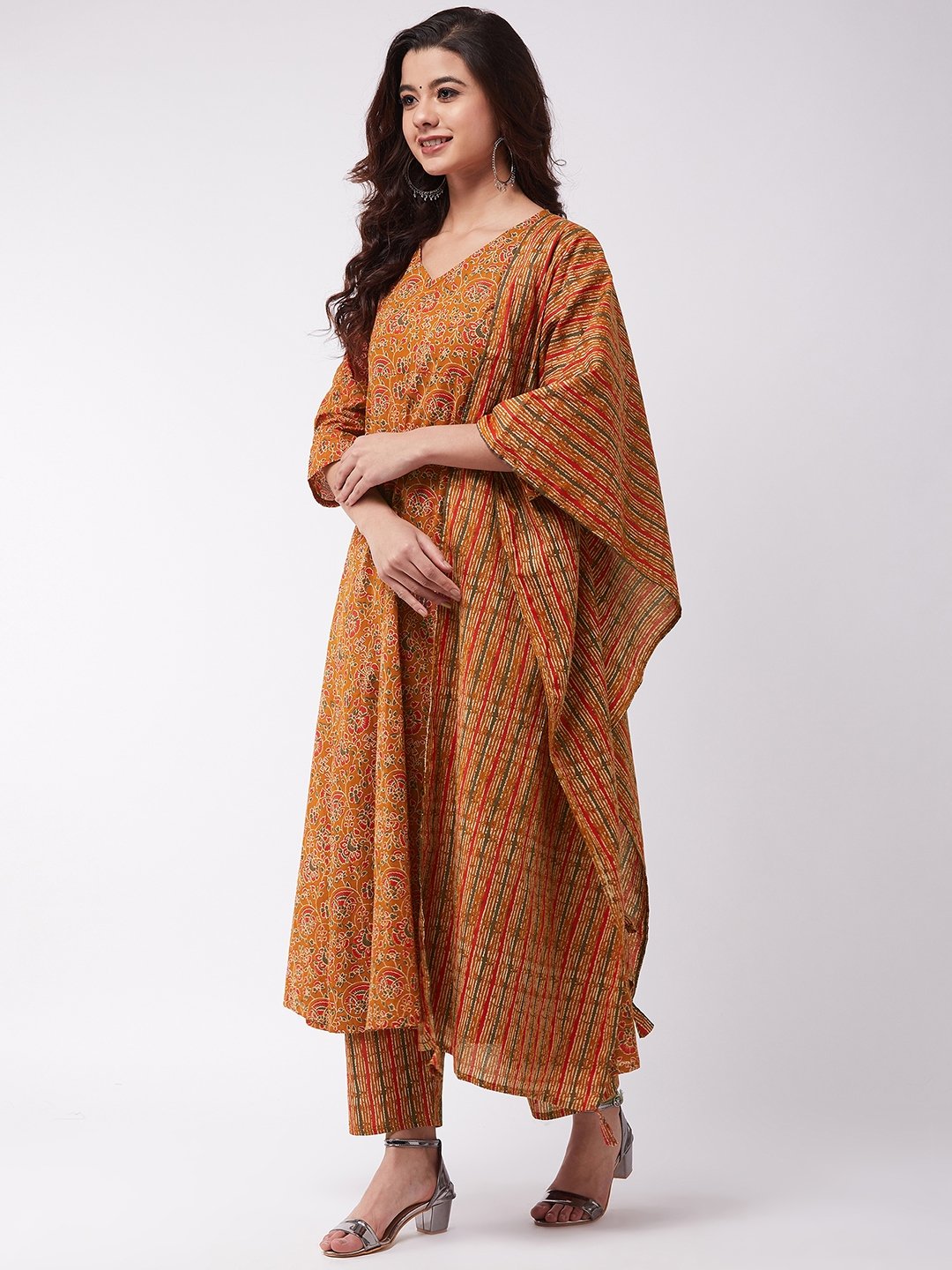 Dark Mustard A-Line Kurta Pant Set