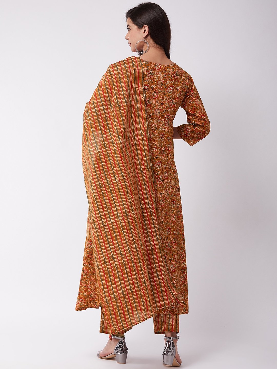 Dark Mustard A-Line Kurta Pant Set