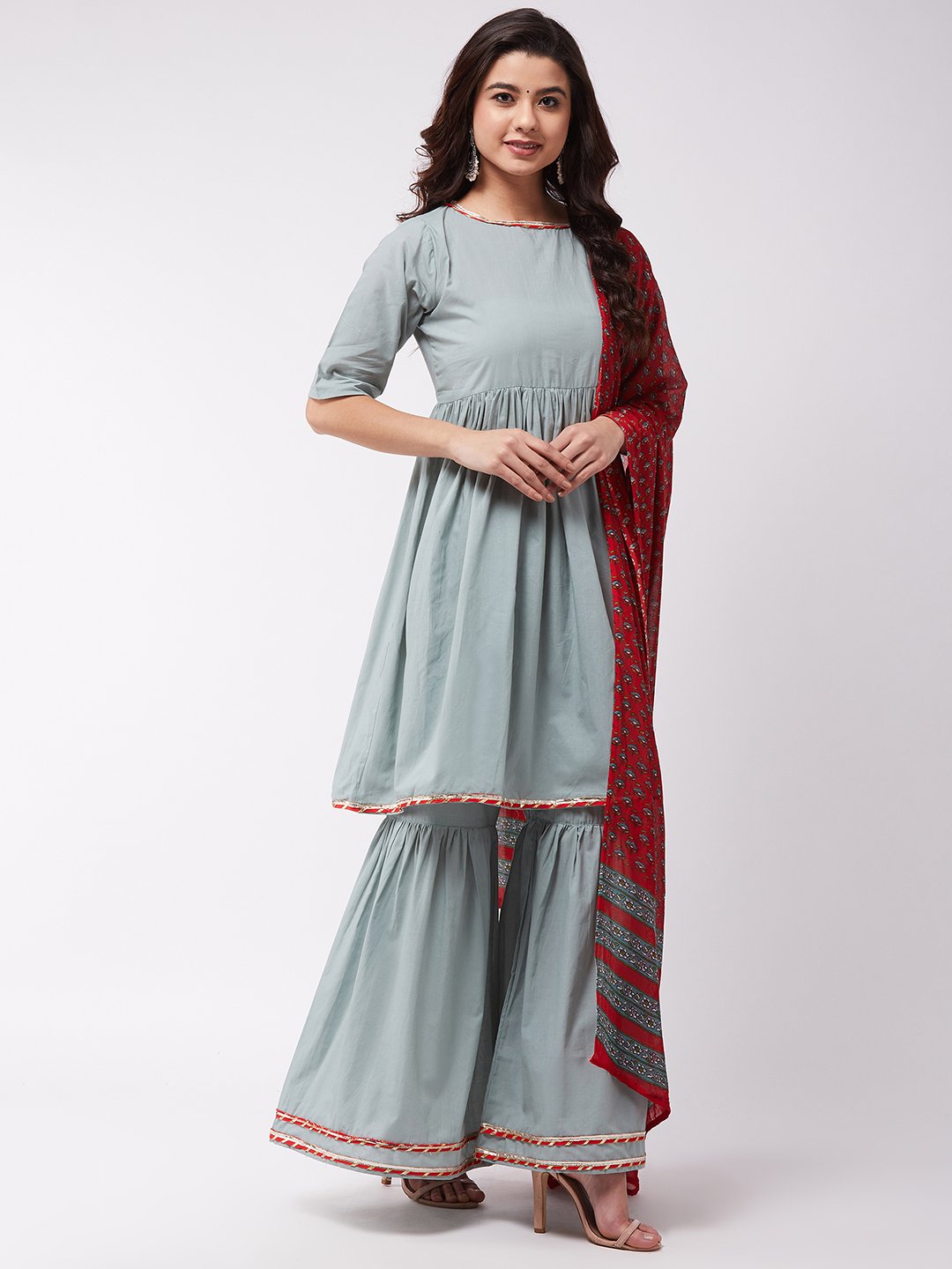 Teal Green Kurta Sharara Set