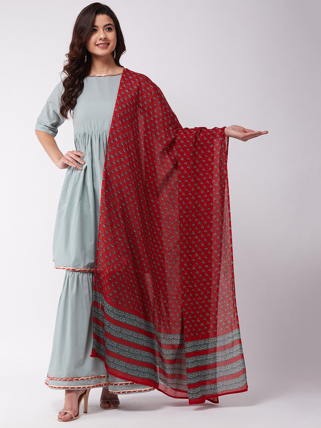 Teal Green Kurta Sharara Set