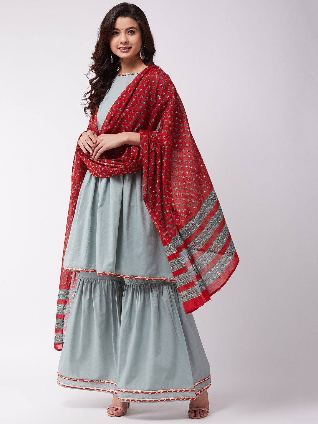 Teal Green Kurta Sharara Set