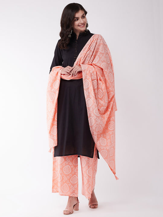 Peach Bandhej Dupatta