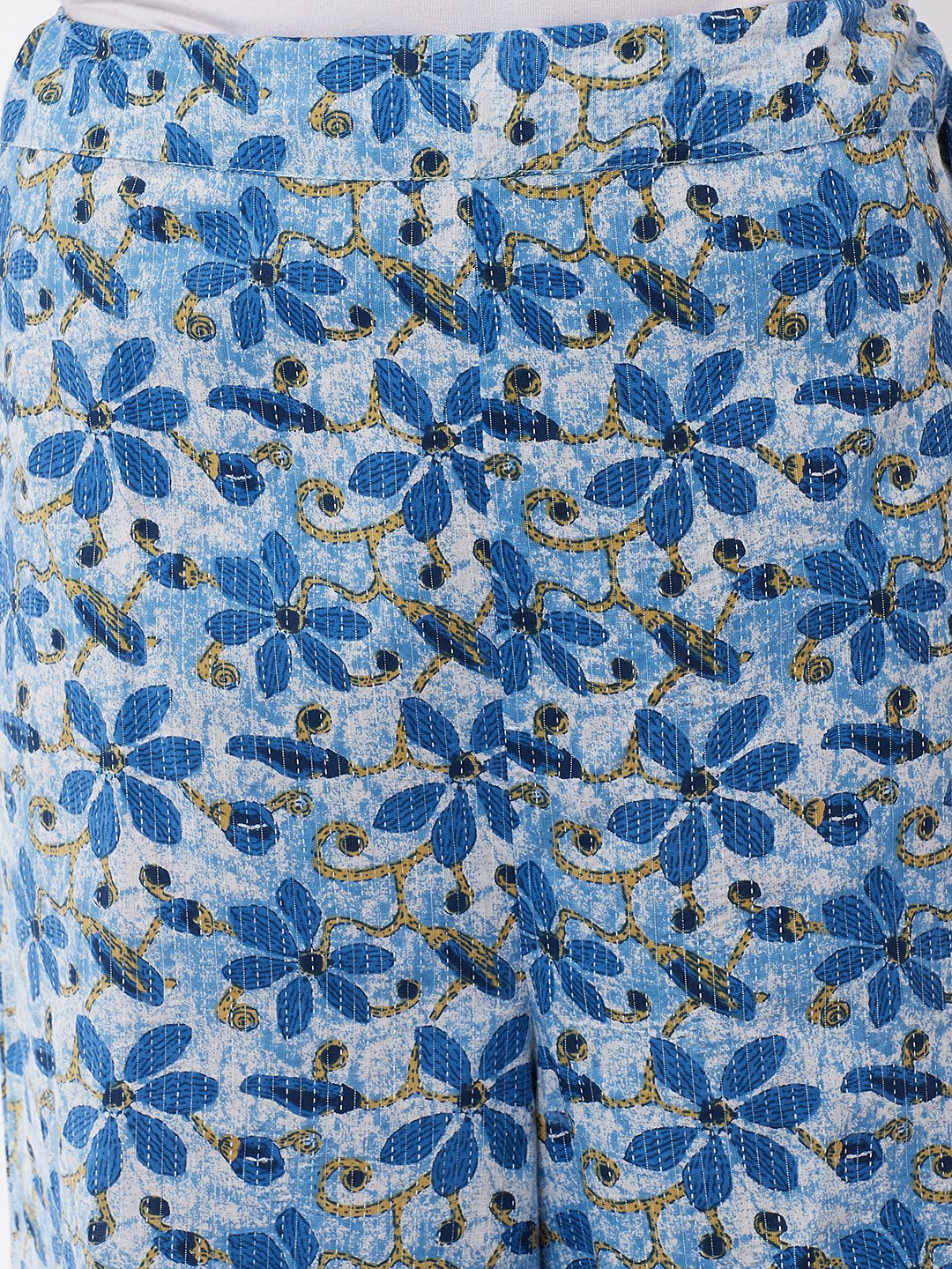 Black And Indigo Kantha Kurta Set