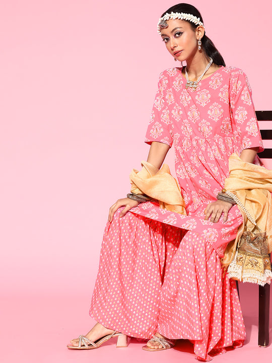 Baby Pink Kurta Sharara Set