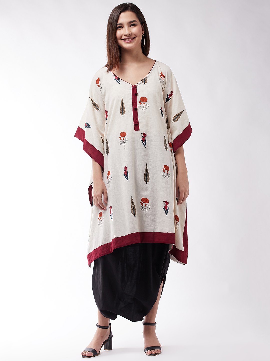 Muria Groovy Kaftan With Black Cowl Dhoti Set