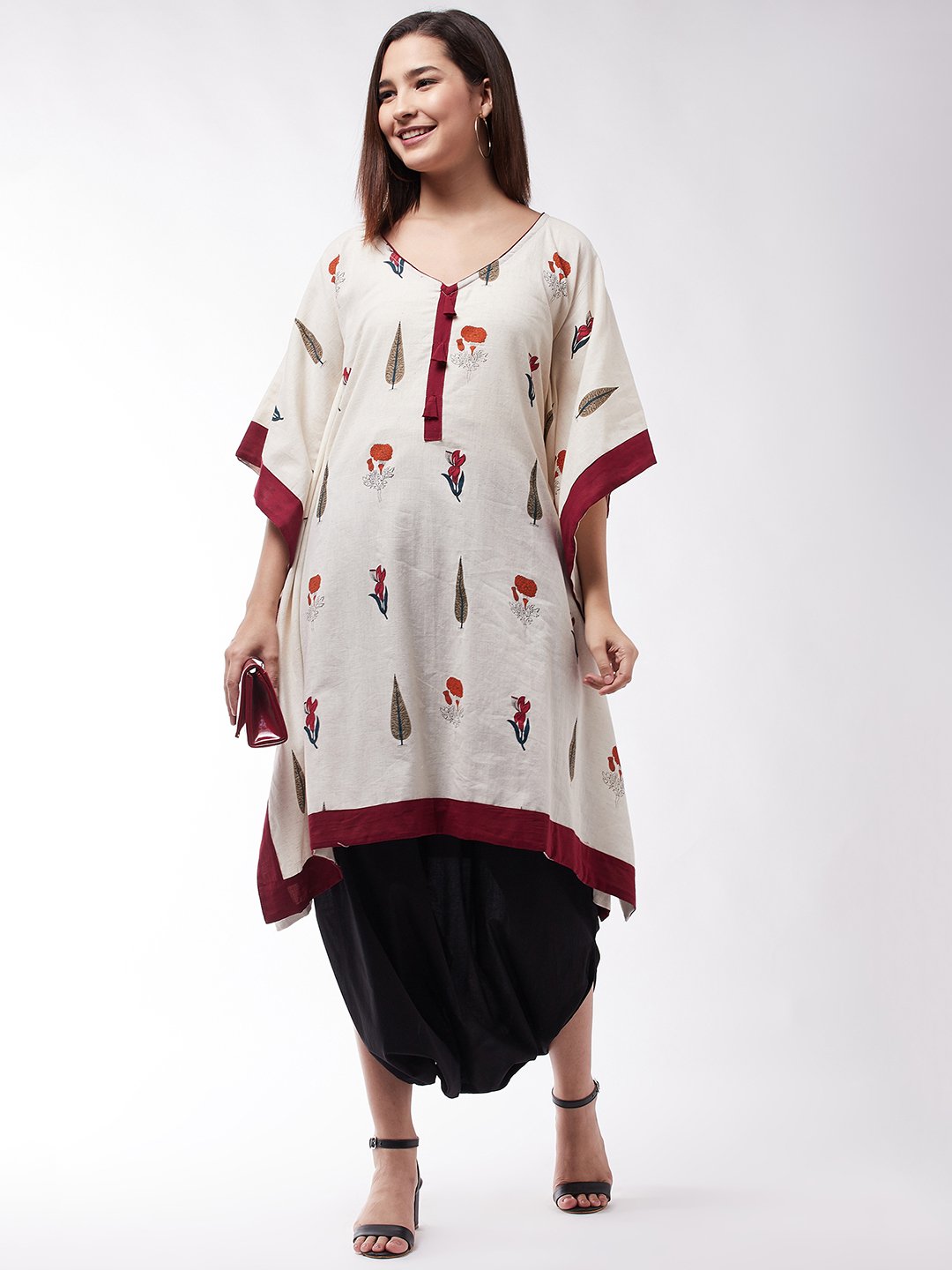 Muria Groovy Kaftan With Black Cowl Dhoti Set