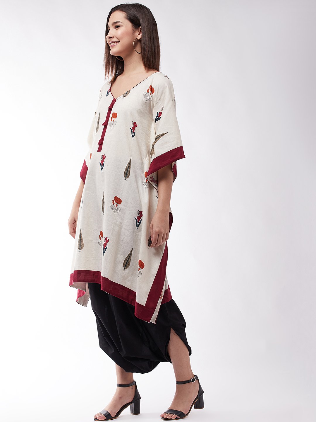 Muria Groovy Kaftan With Black Cowl Dhoti Set