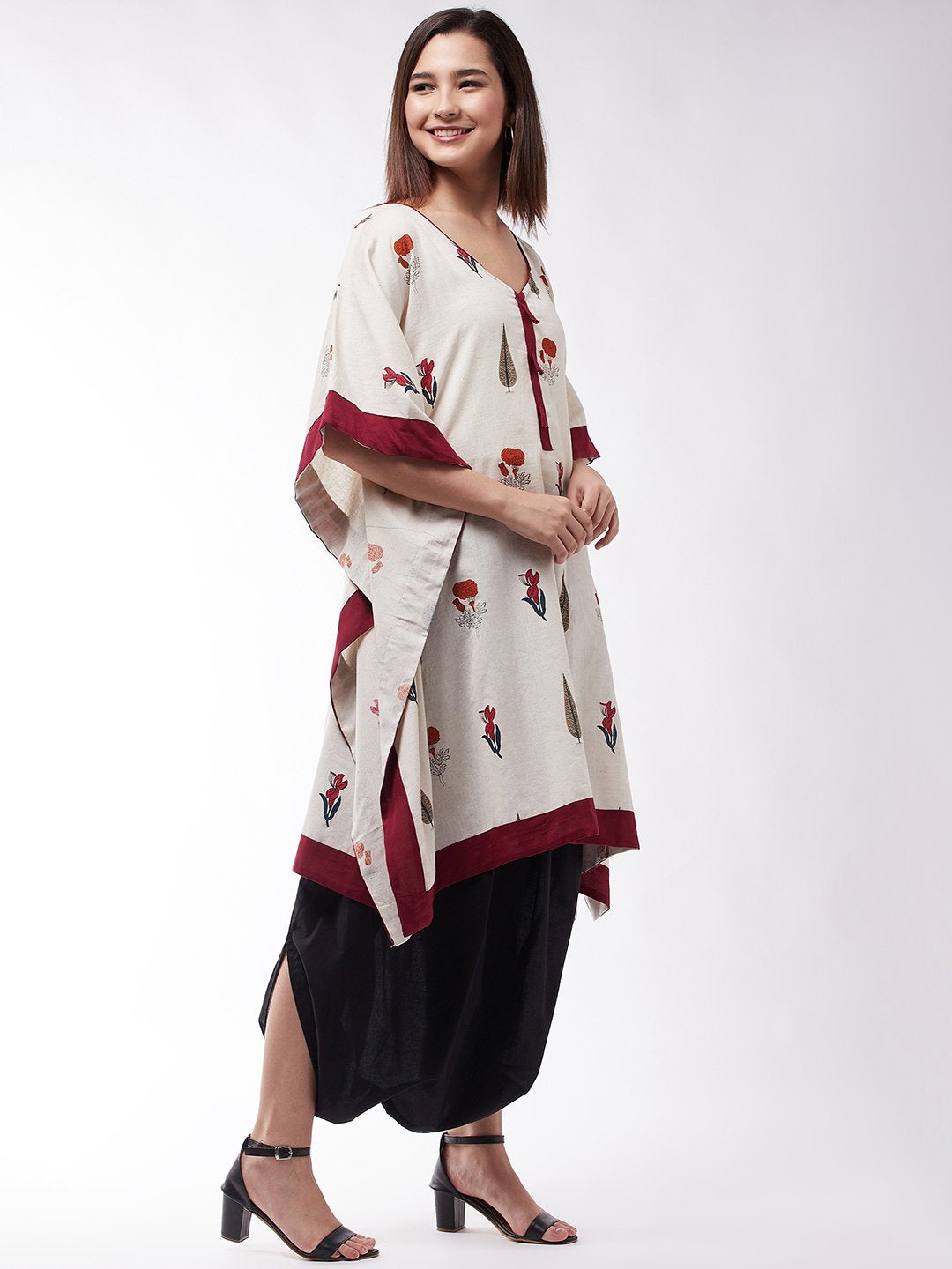 Muria Groovy Kaftan With Black Cowl Dhoti Set