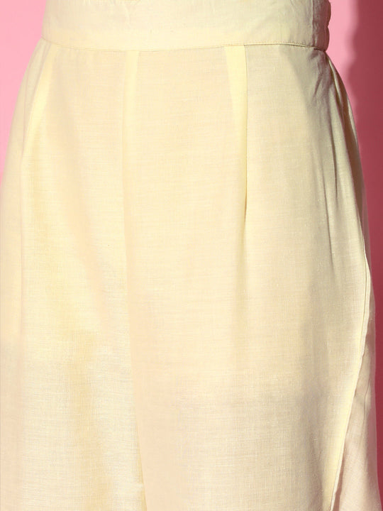 Yellow Applique Work Anarkali Kurta Set