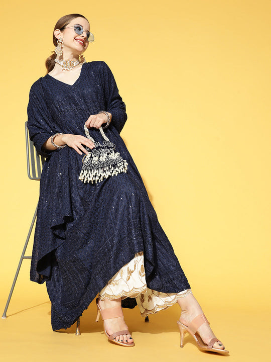 Blue Chikankari Kurta with Dupatta
