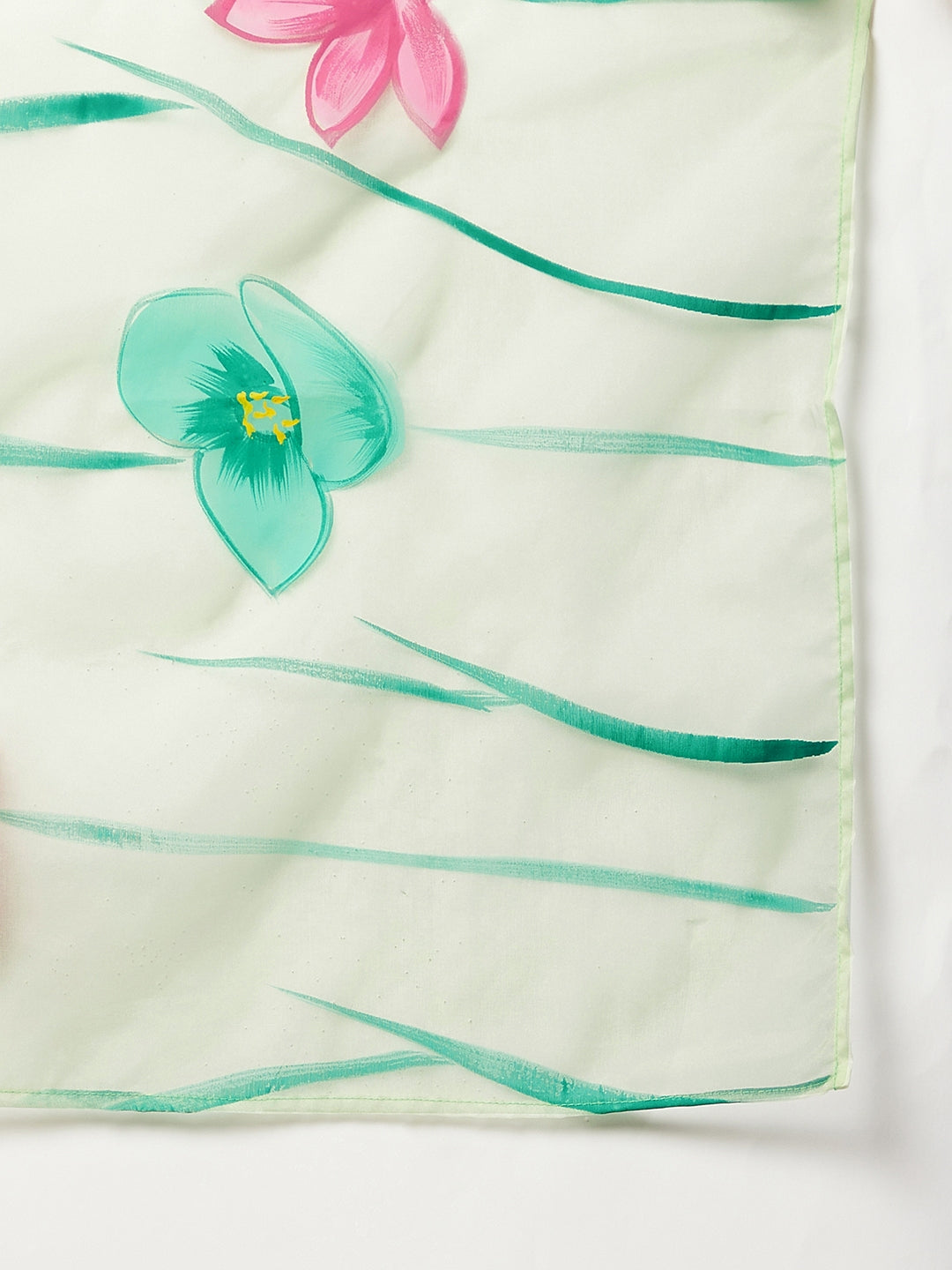 Dark Green Sharara Set - Green Hand Print Dupatta
