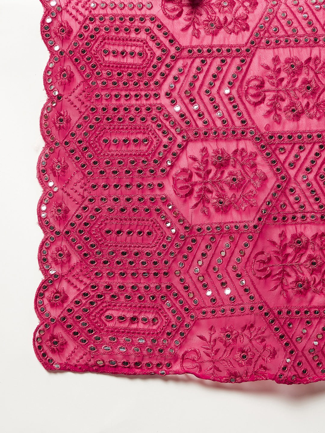 Navy Blue Sharara Set - Fuchsia Mirror Dupatta