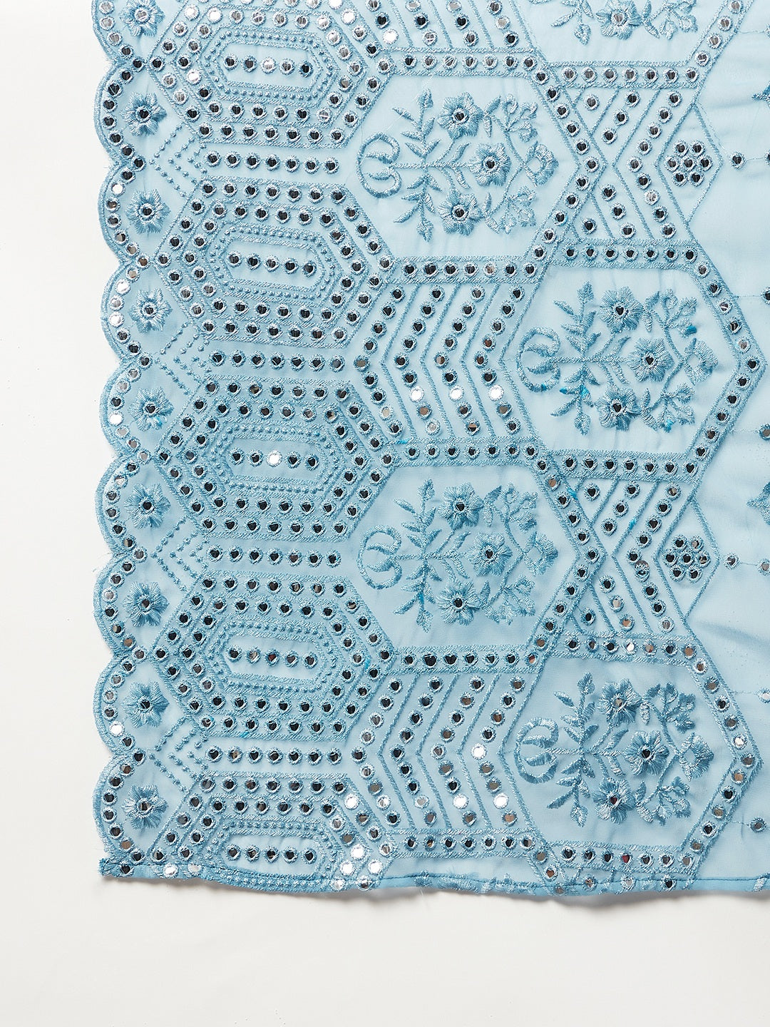 Navy Blue Sharara Set - Maya Blue Mirror Dupatta