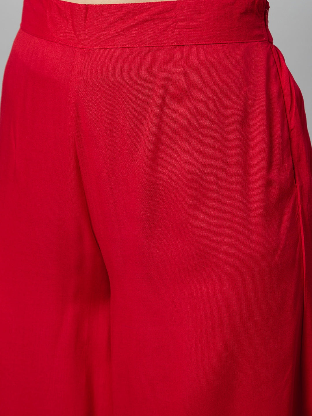 Red Strappy Set - White Hand Print Dupatta