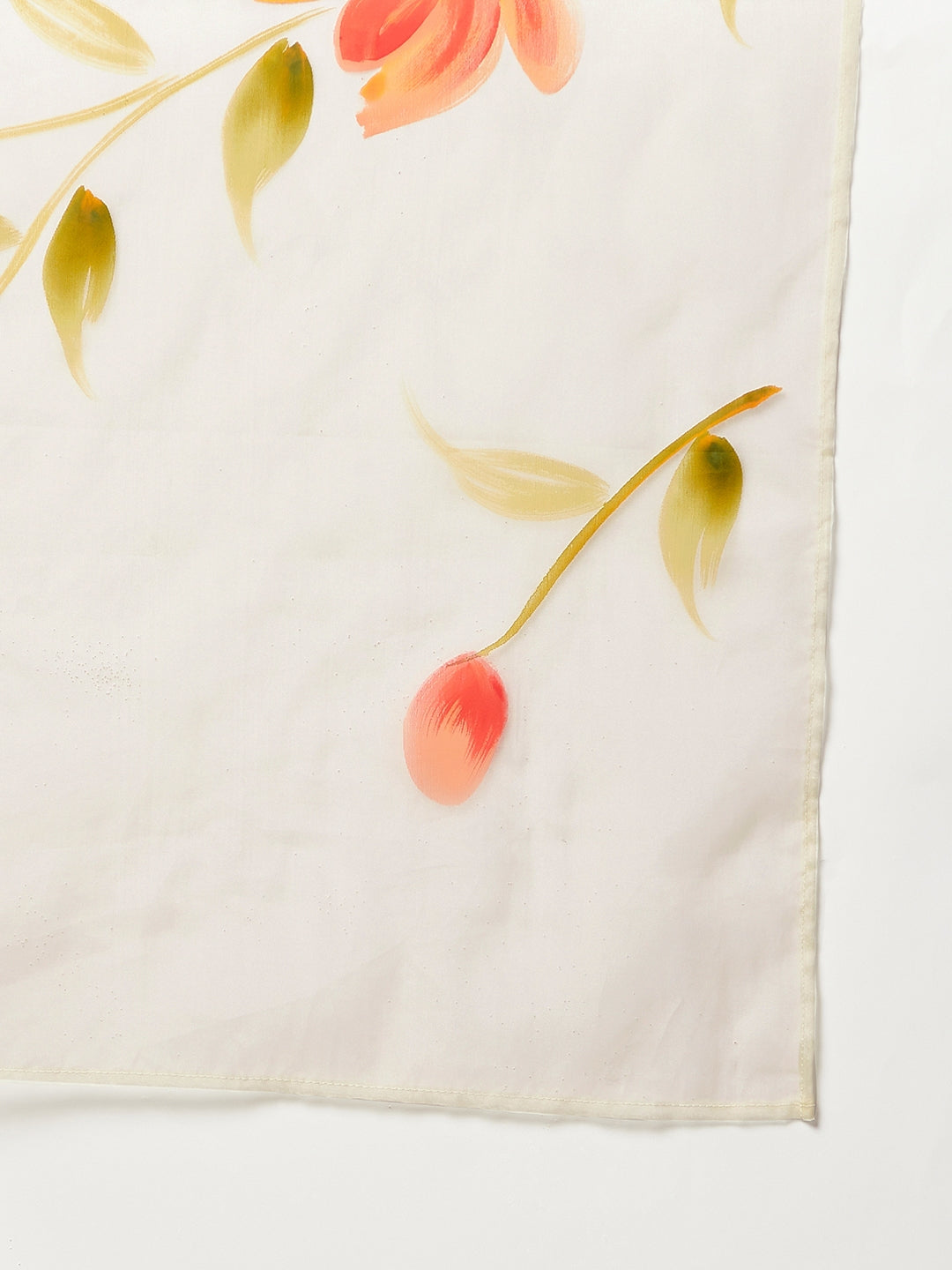 Red Strappy Set - White Hand Print Dupatta