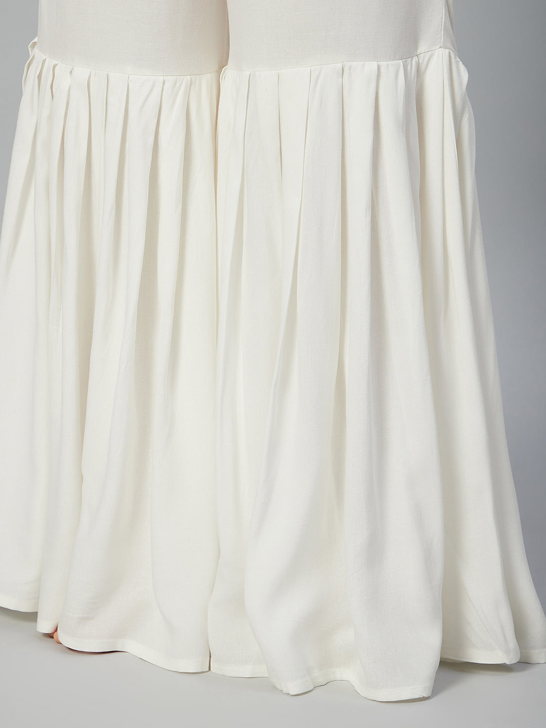 White Sharara Set - Peach Pink Floral Dupatta