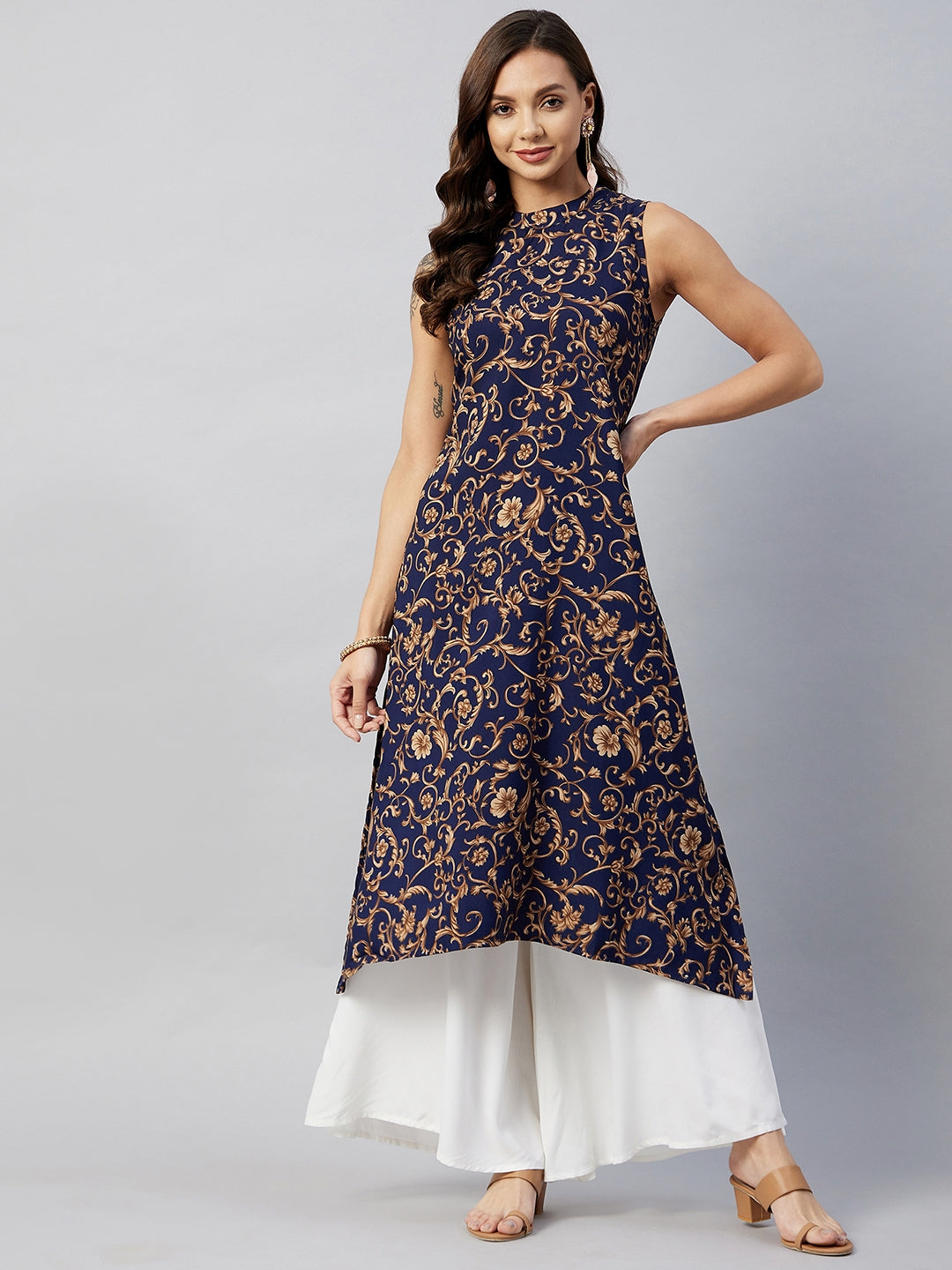 Blue Jaal Print Halter Kurta Set