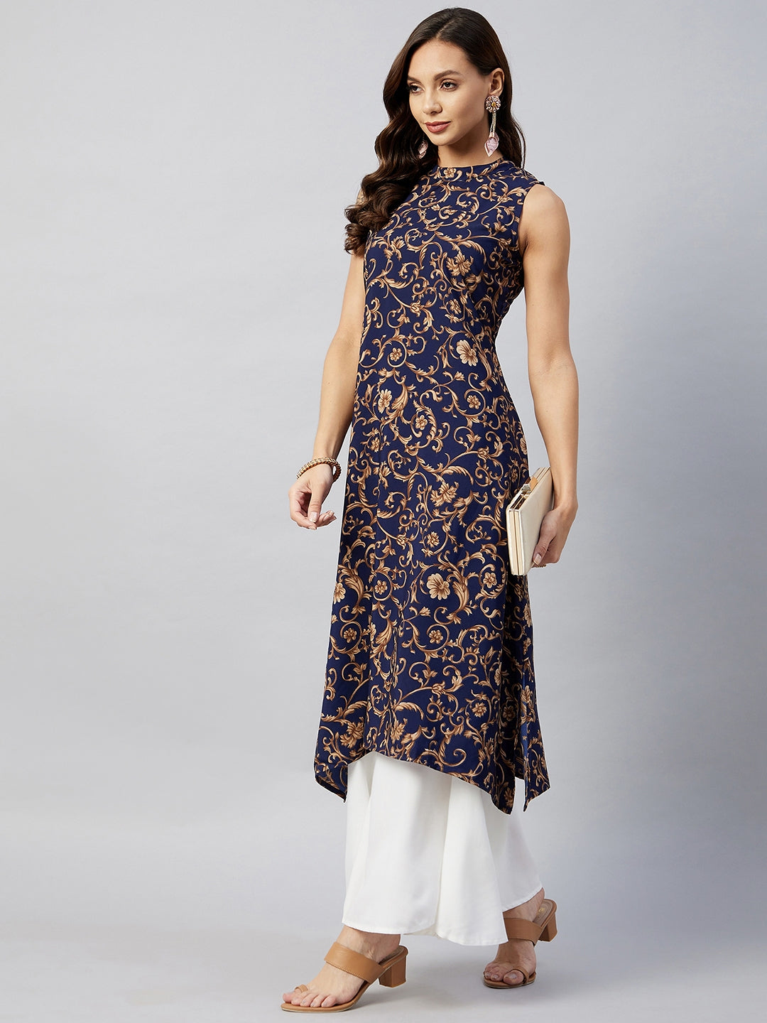 Blue Jaal Print Halter Kurta Set