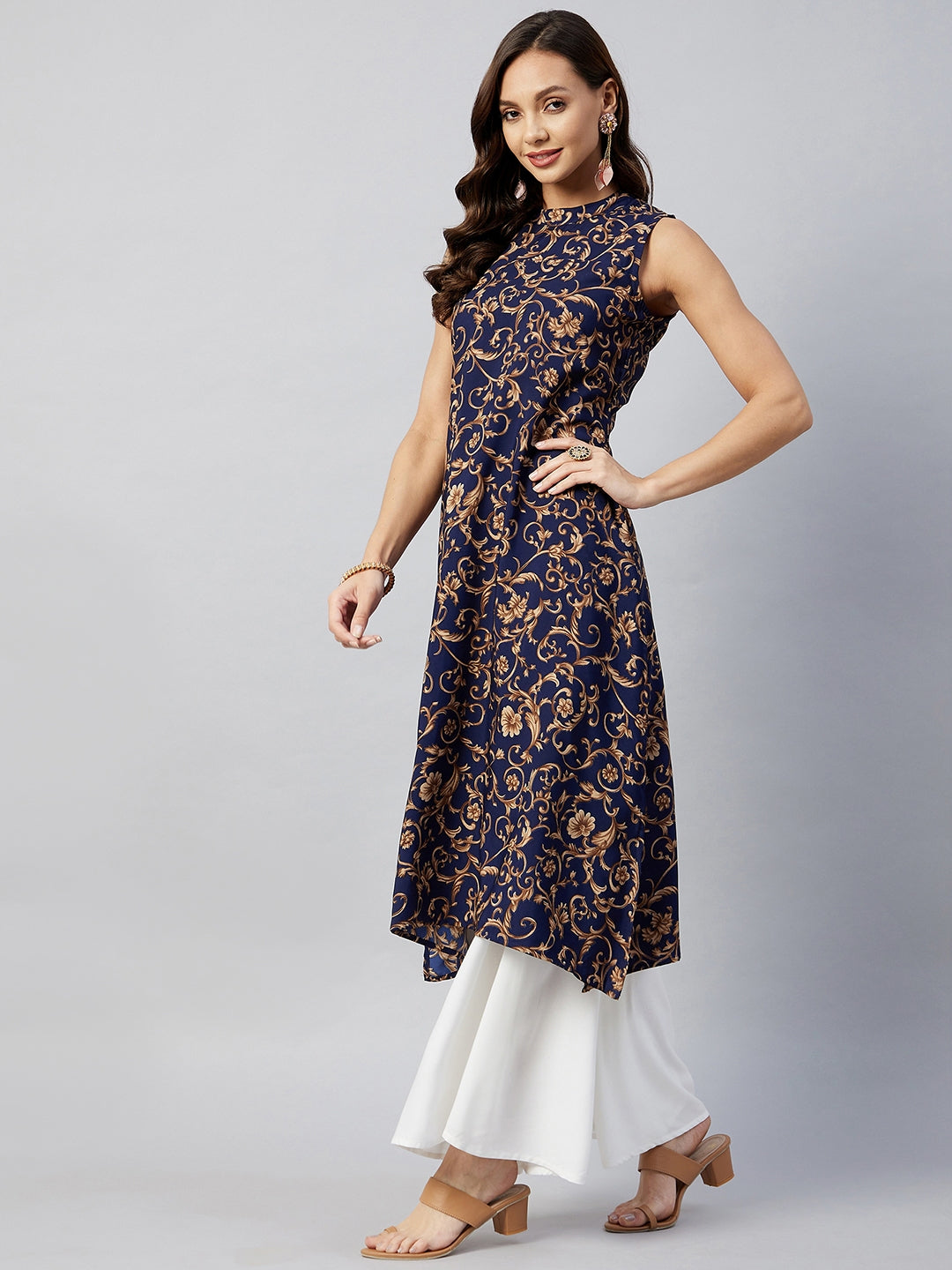 Blue Jaal Print Halter Kurta Set