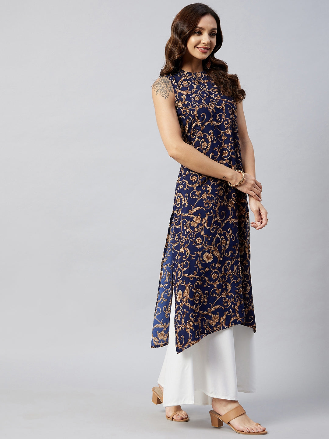 Blue Jaal Print Halter Kurta Set