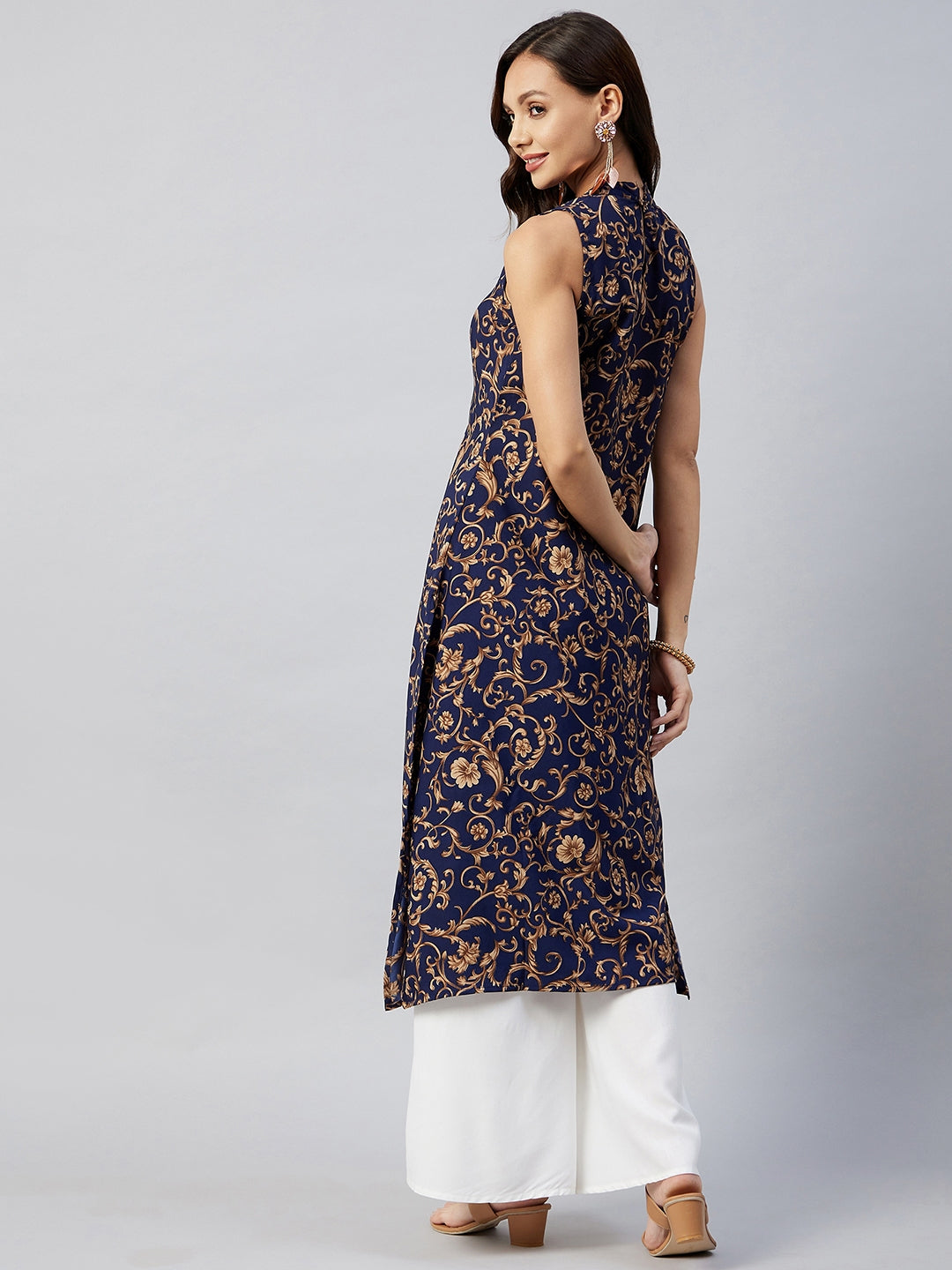 Blue Jaal Print Halter Kurta Set