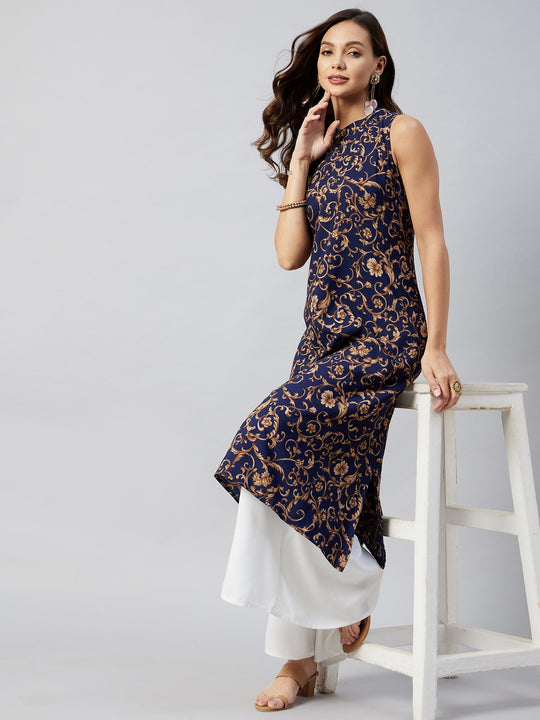 Blue Jaal Print Halter Kurta Set