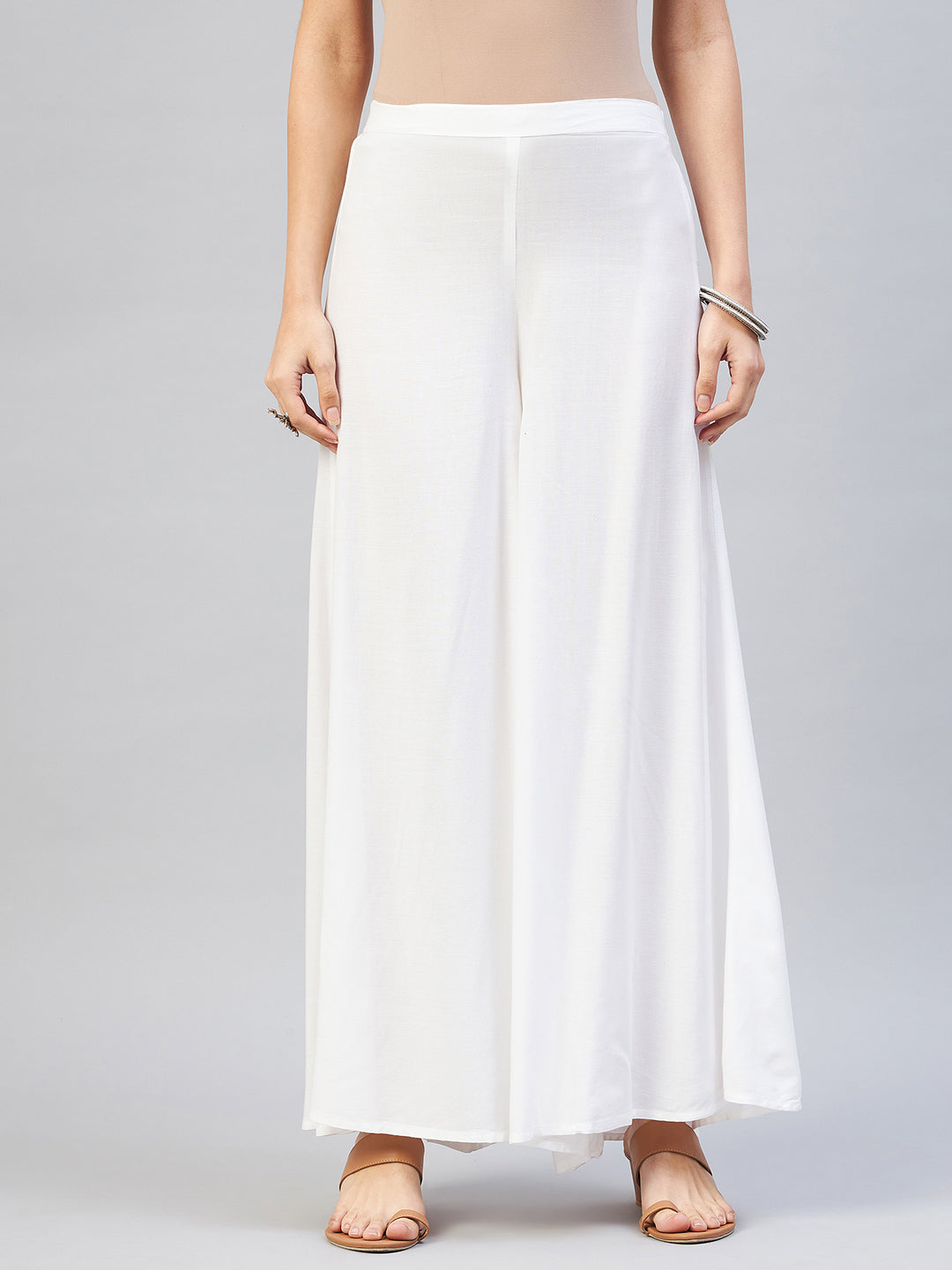 Green Work Kurta With White Palazzo