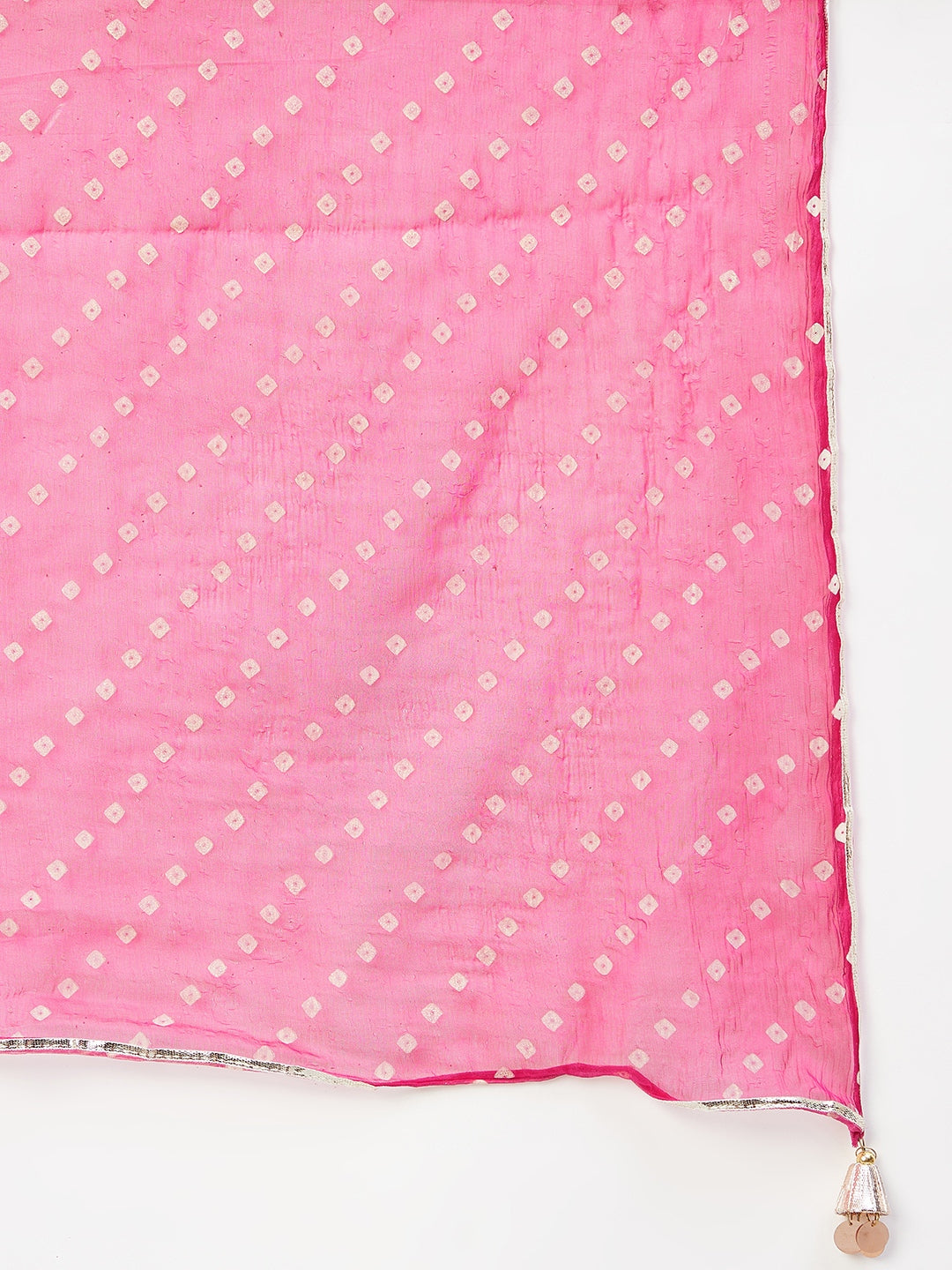 Pink Embroided Bandhani Kurta Sharara Set